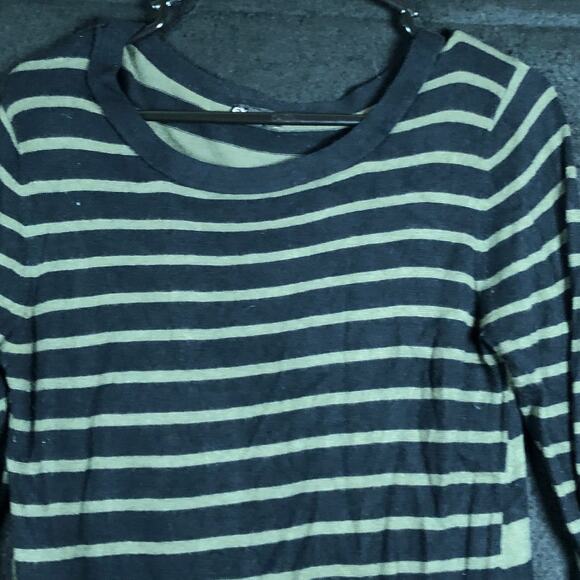 Express Womens Sweater Green Striped Long Sleeve Cozy Stretch Medium - Picture 2 of 12